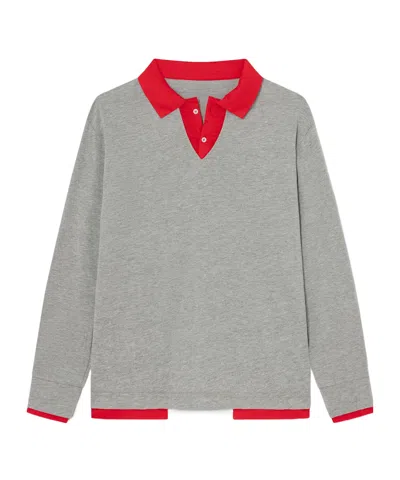 Gimaguas Long-sleeve V-neck Polo Shirt In Gray