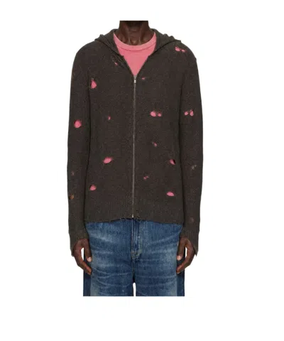 Gimaguas Long-sleeve Zip-up Knit Top In Brown