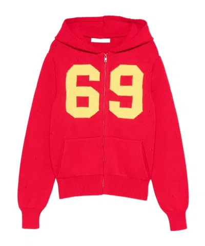 Gimaguas Long-sleeved Hooded Sweatshirt In Red
