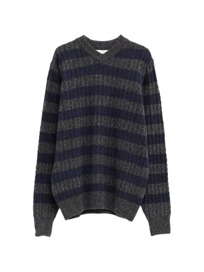 Gimaguas Martin Striped Cable-knit Jumper In Blue