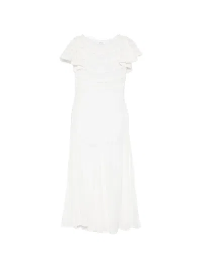 Gimaguas Mary Ruffled Midi Dress In White