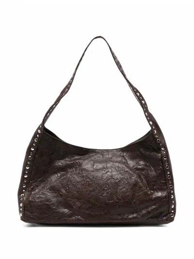 Gimaguas Maxi Franca Stud-embellished Shoulder Bag In Brown