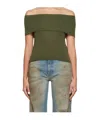Gimaguas Maya Off-shoulder Jersey Top In Green