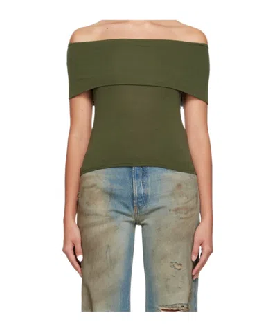 Gimaguas Maya Off-shoulder Jersey Top In Green