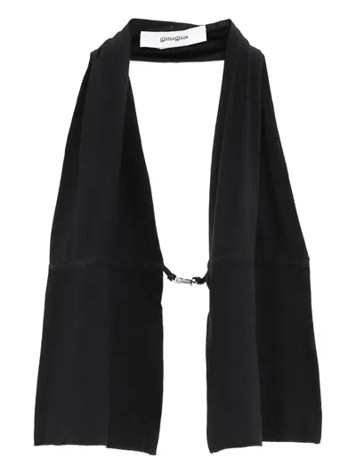 Gimaguas Mia Draped Buckle Halter Top In Black