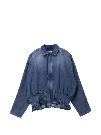 Gimaguas Mila Ruffled Denim Jacket In Blue