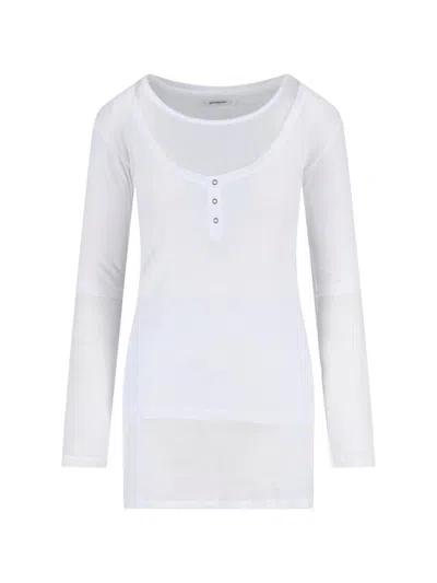 Gimaguas Knee Length Dress Scoop Neckline Buttons In White