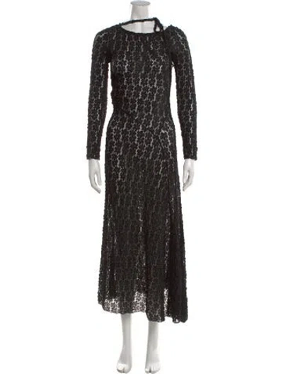 Pre-owned Gimaguas Mock Neck Long Dress In Black