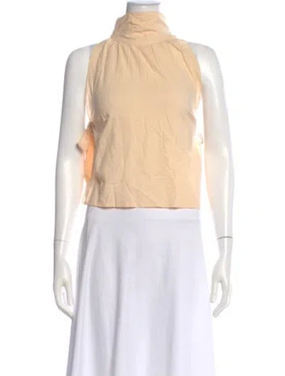Pre-owned Gimaguas Mock Neck Sleeveless Crop Top In Neutral