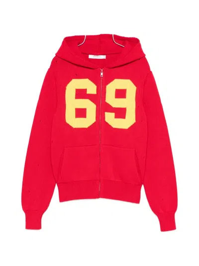 Gimaguas Number Hooded Cardigan In Pink