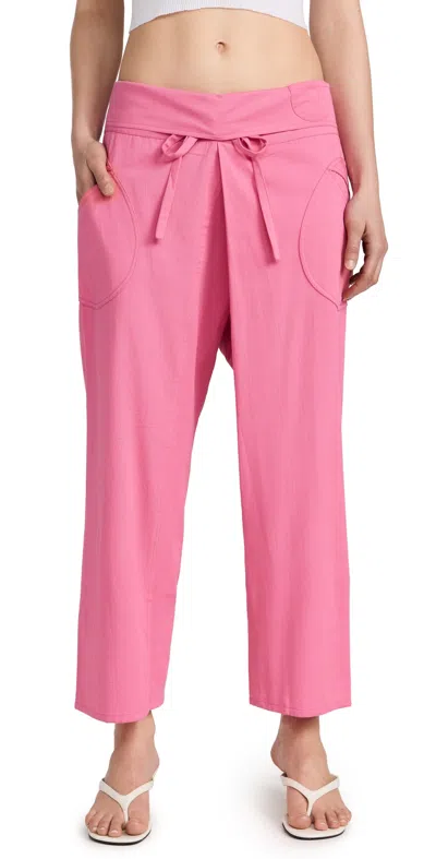 Gimaguas Oahu Fold-over Cotton Trousers In Pink
