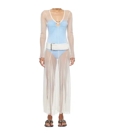 Gimaguas Off-white Rete Maxi Dress In Ecru
