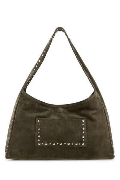 Gimaguas Olive Green Suede Maxi Franca Shopping Bag
