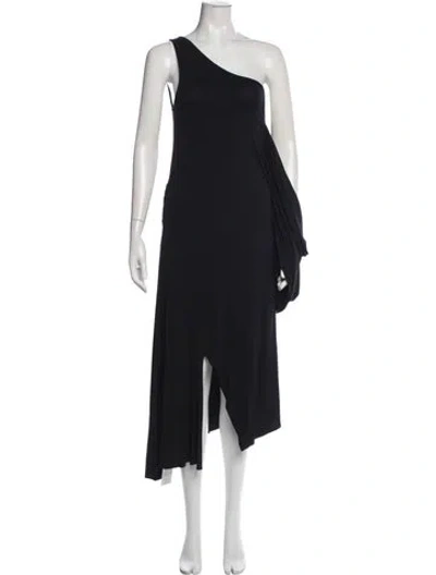 Pre-owned Gimaguas One-shoulder Midi Length Dress In Black