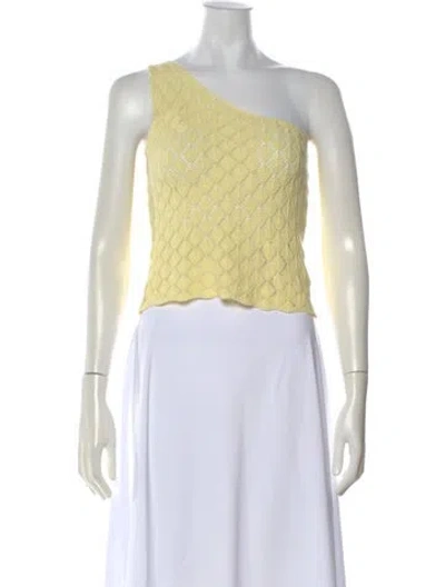 Pre-owned Gimaguas One-shoulder Sleeveless Crop Top In Yellow