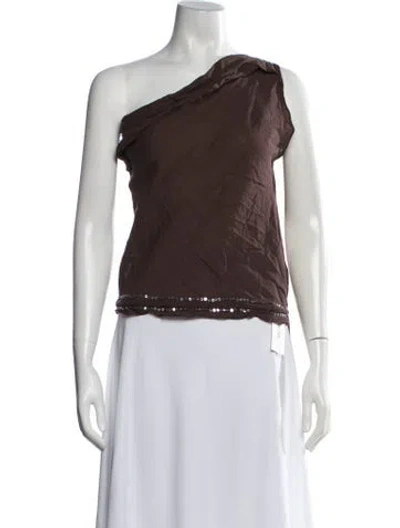 Pre-owned Gimaguas One-shoulder Sleeveless Top In Brown