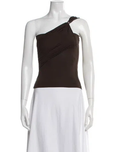 Pre-owned Gimaguas One-shoulder Sleeveless Top In Brown