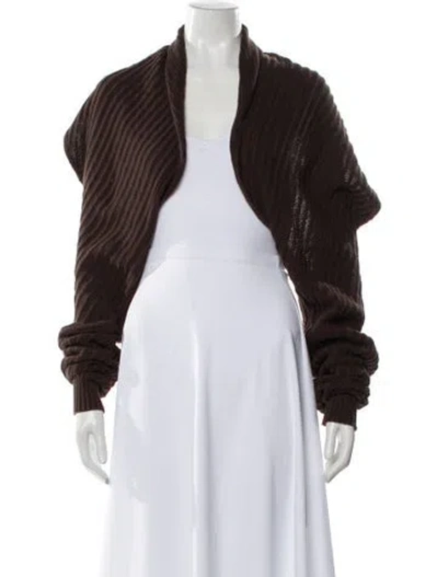 Pre-owned Gimaguas Open Front Long Sleeve Top In Brown