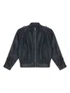 Gimaguas Long-sleeved Leather Jacket In Black