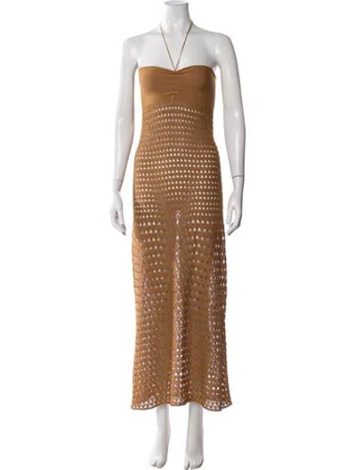 Pre-owned Gimaguas Patterned Long Dress In Neutrals