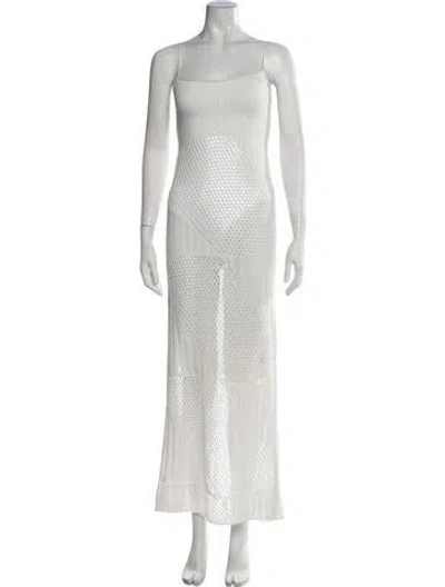 Pre-owned Gimaguas Patterned Long Dress In White