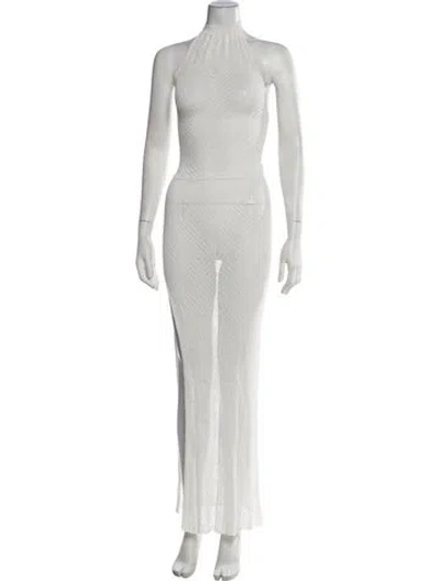 Pre-owned Gimaguas Patterned Long Dress In White