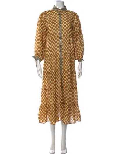 Pre-owned Gimaguas Patterned Long Dress In Yellow