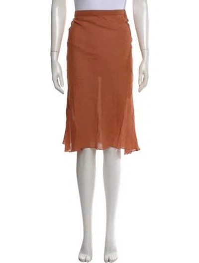 Pre-owned Gimaguas Patterned Midi Length Skirt W/ Tags In Brown