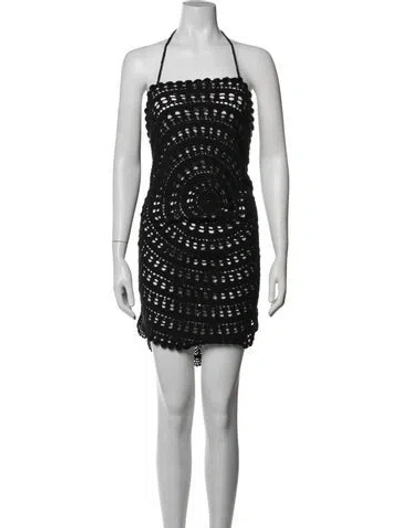 Pre-owned Gimaguas Patterned Mini Dress In Black