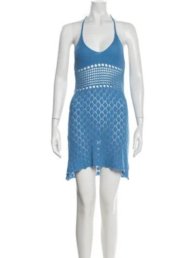 Pre-owned Gimaguas Patterned Mini Dress In Blue