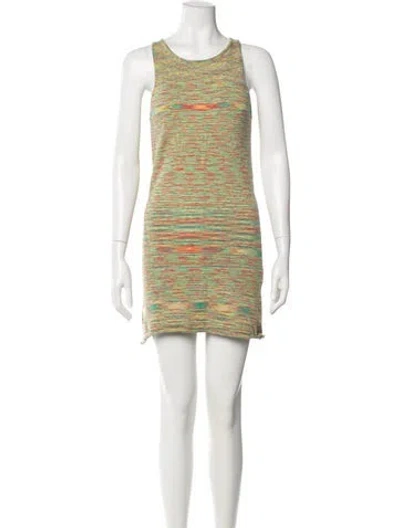 Pre-owned Gimaguas Patterned Mini Dress In Green
