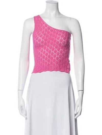 Pre-owned Gimaguas Patterned One-shoulder Crop Top In Red