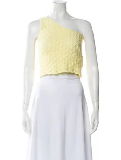 Pre-owned Gimaguas Patterned One-shoulder Crop Top In Yellow