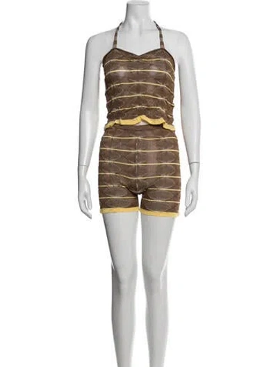 Pre-owned Gimaguas Patterned Short Set In Brown