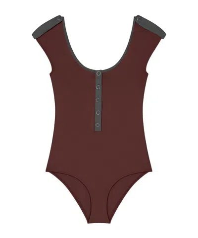 Gimaguas Petra Snap-detail Swimsuit In Brown