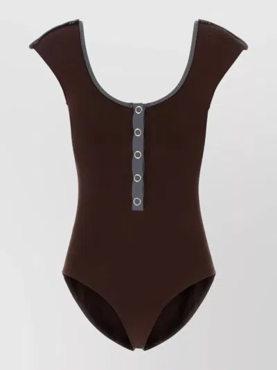 Gimaguas Petra Stretch Nylon Swimsuit Cap Sleeves In Burgundy