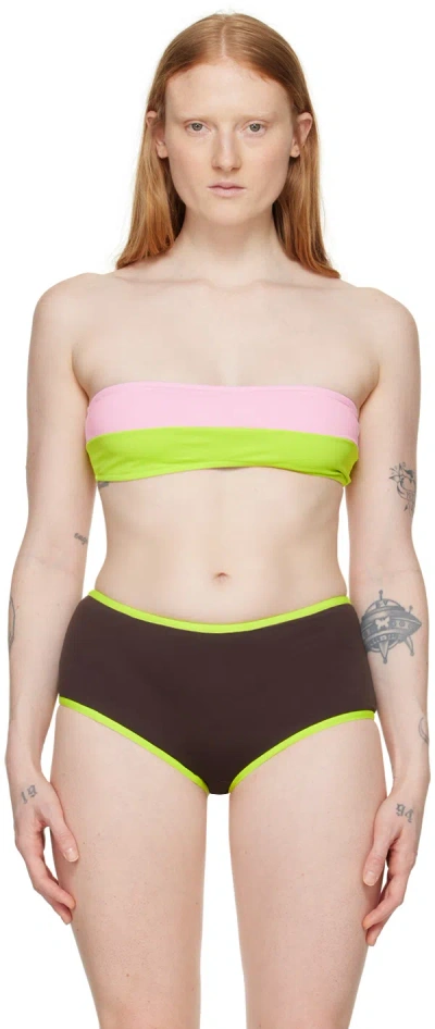 Gimaguas Pink & Green Lanai Bikini Top In Multicolor