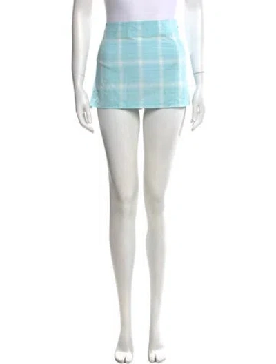 Pre-owned Gimaguas Plaid Print Mini Skirt In Blue