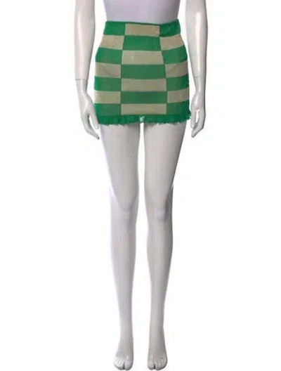 Pre-owned Gimaguas Plaid Print Mini Skirt In Green