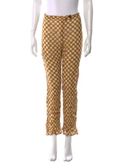 Pre-owned Gimaguas Plaid Print Straight Leg Pants In Neutrals
