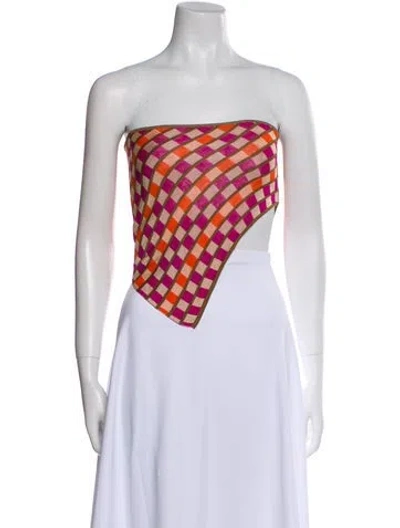 Pre-owned Gimaguas Plaid Print Strapless Crop Top In Purple