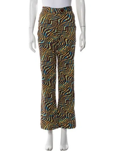 Pre-owned Gimaguas Printed Flared Pants In Brown