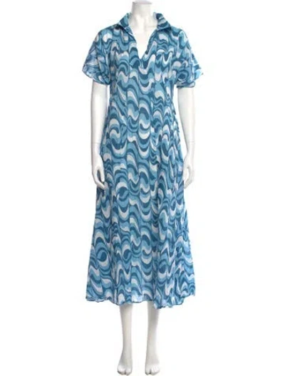 Pre-owned Gimaguas Printed Long Dress In Blue