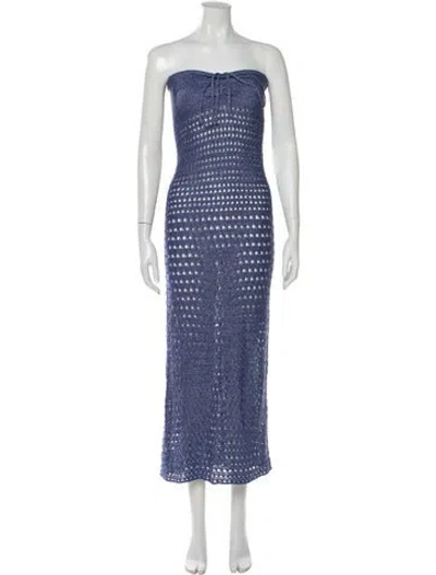 Pre-owned Gimaguas Printed Long Dress In Blue