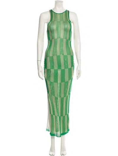 Pre-owned Gimaguas Printed Long Dress In Green