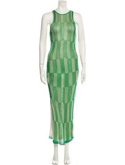 Pre-owned Gimaguas Printed Long Dress In Green