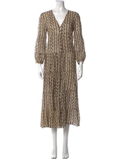 Pre-owned Gimaguas Printed Long Dress In Neutrals