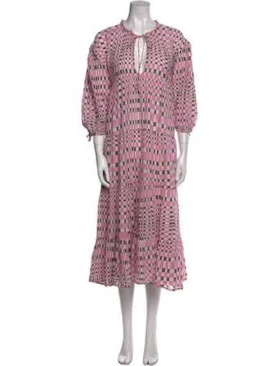Pre-owned Gimaguas Printed Long Dress In Pink