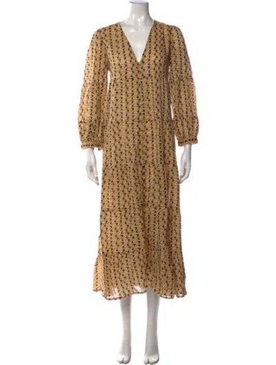 Pre-owned Gimaguas Printed Long Dress W/ Tags In Neutrals