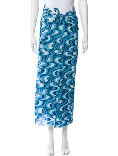 Pre-owned Gimaguas Printed Long Skirt In Blue